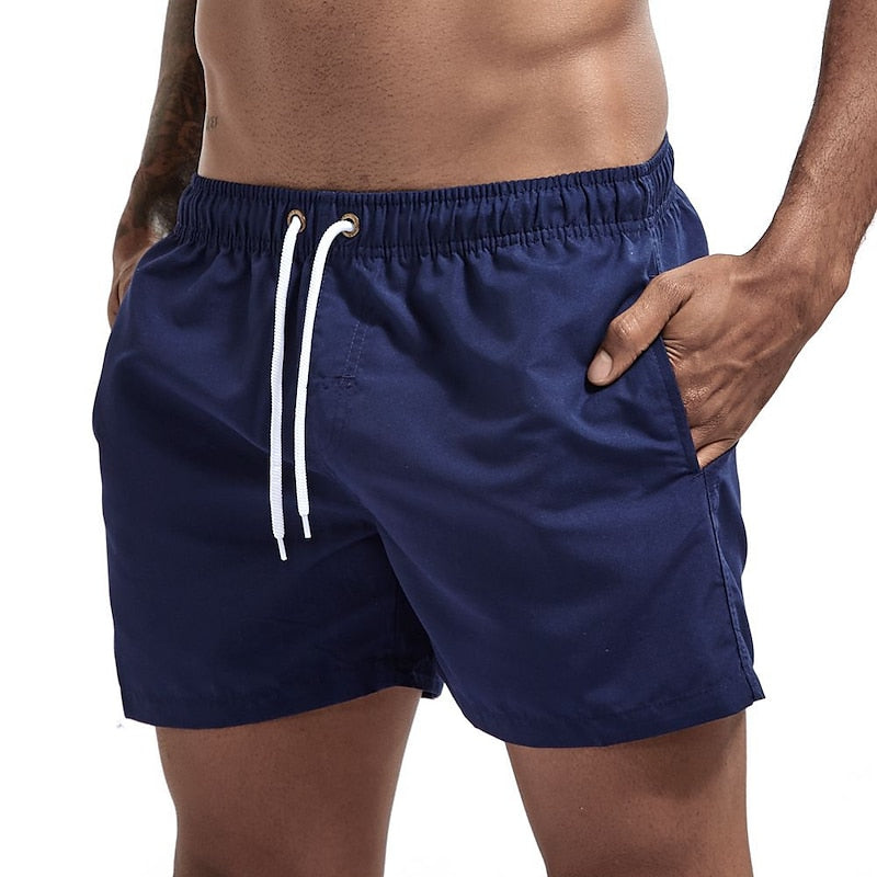 Men's Quick Dry Swim Shorts with Drawstring Waist and Liner