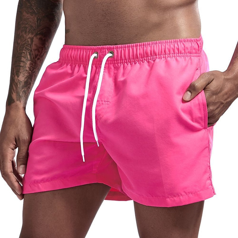 Men's Quick Dry Swim Shorts with Drawstring Waist and Liner