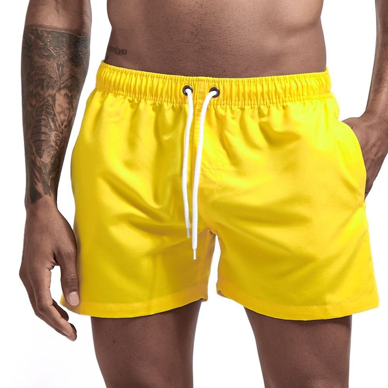 Men's Quick Dry Swim Shorts with Drawstring Waist and Liner