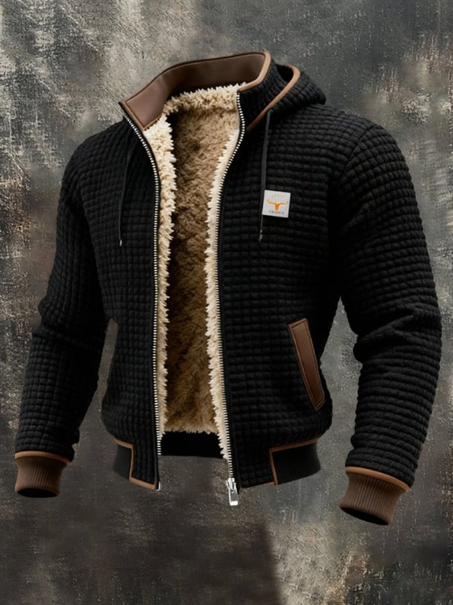 Men's Quilted Sherpa-Lined Hooded Full-Zip Winter Jacket