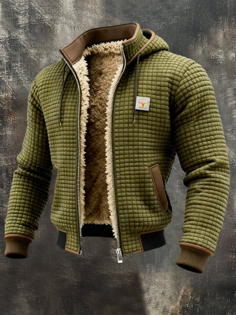 Men's Quilted Sherpa-Lined Hooded Full-Zip Winter Jacket