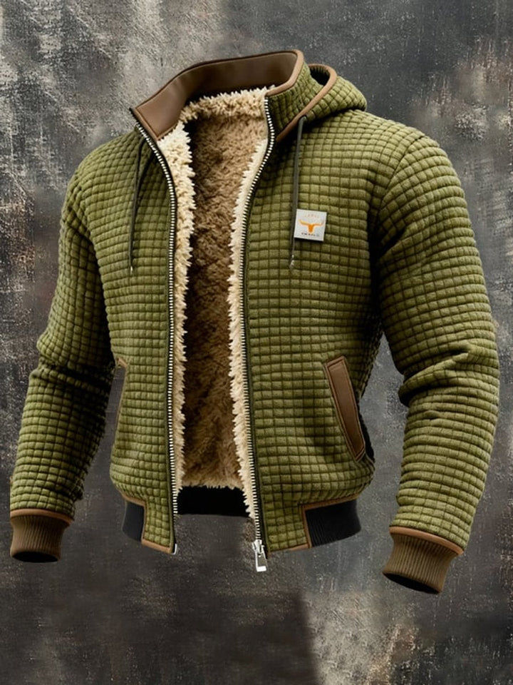 Men's Quilted Sherpa-Lined Hooded Full-Zip Winter Jacket
