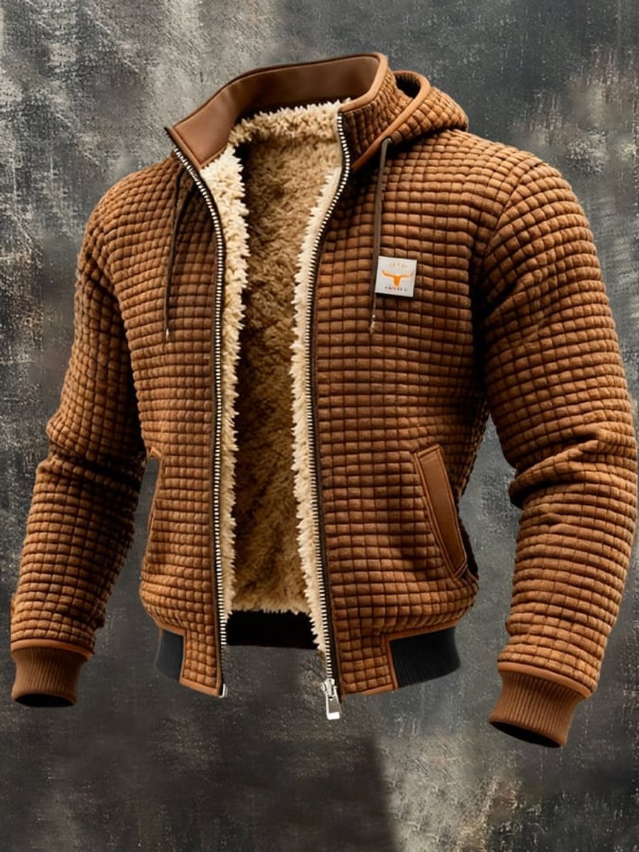 Men's Quilted Sherpa-Lined Hooded Full-Zip Winter Jacket