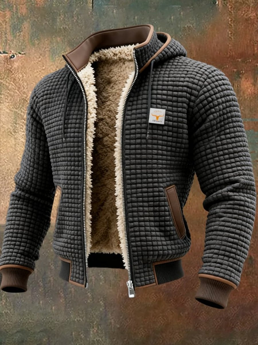 Men's Quilted Sherpa-Lined Hooded Full-Zip Winter Jacket