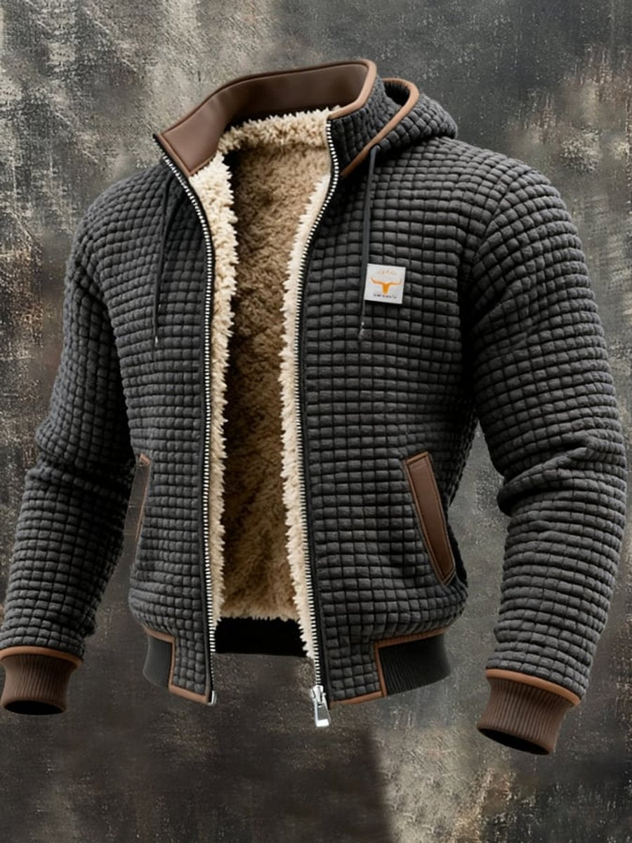 Men's Quilted Sherpa-Lined Hooded Full-Zip Winter Jacket