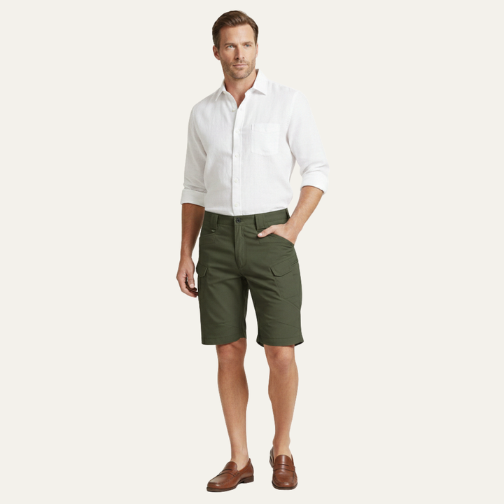 Men's Relaxed-Fit Cargo Shorts, Knee-Length Multi-Pocket Summer