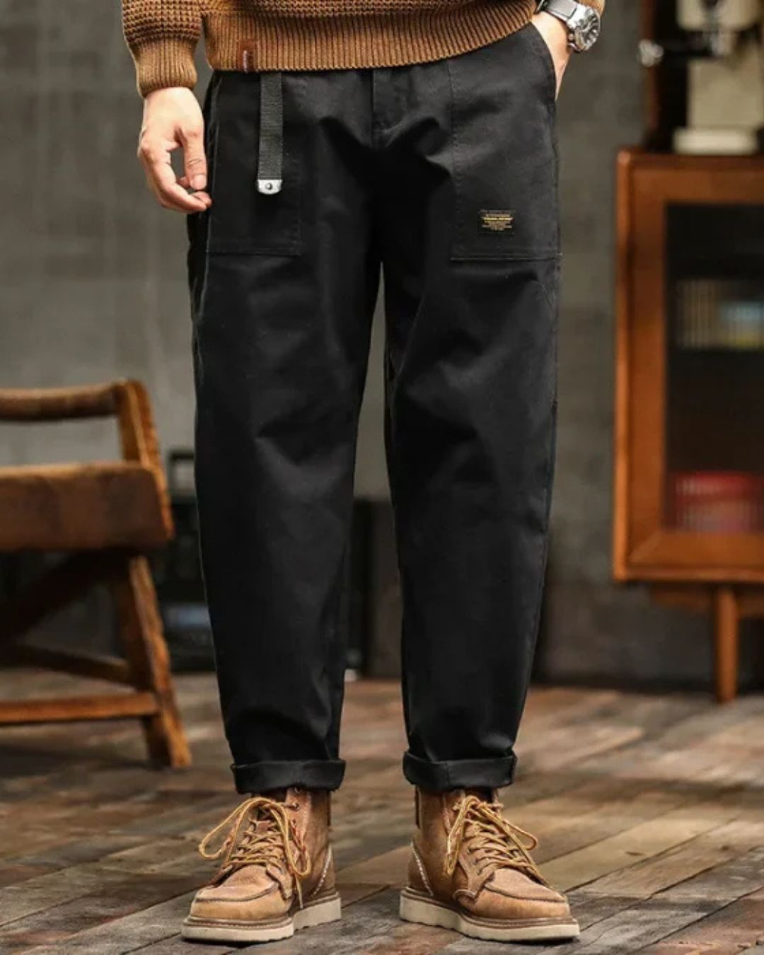 Men's Relaxed Straight-Leg Cargo Pants - Multi-Pocket Workwear