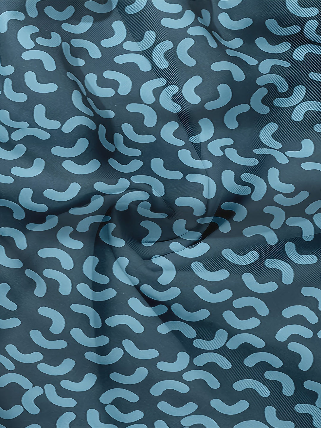 Men's Sea Blue Printed Quick-Dry Summer Swim Shorts Drawstring