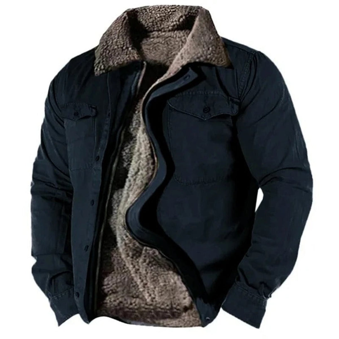 Men's Sherpa Lined Western Snap Button Cardigan Jacket