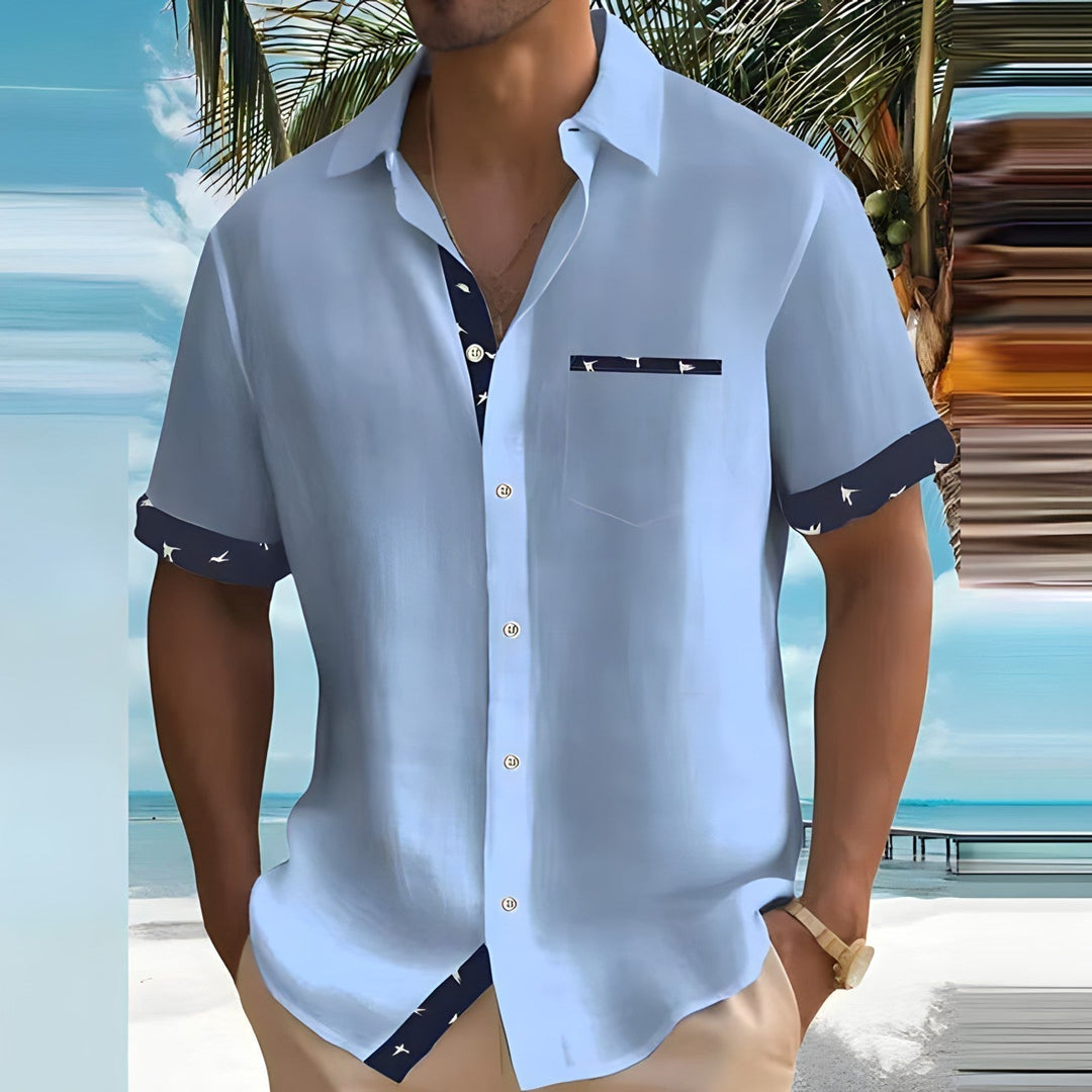 Men's Short Sleeve Button Down Shirt - Casual Summer Top