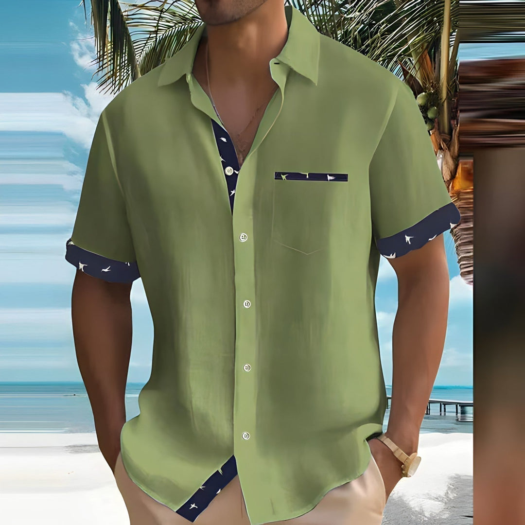Men's Short Sleeve Button Down Shirt - Casual Summer Top