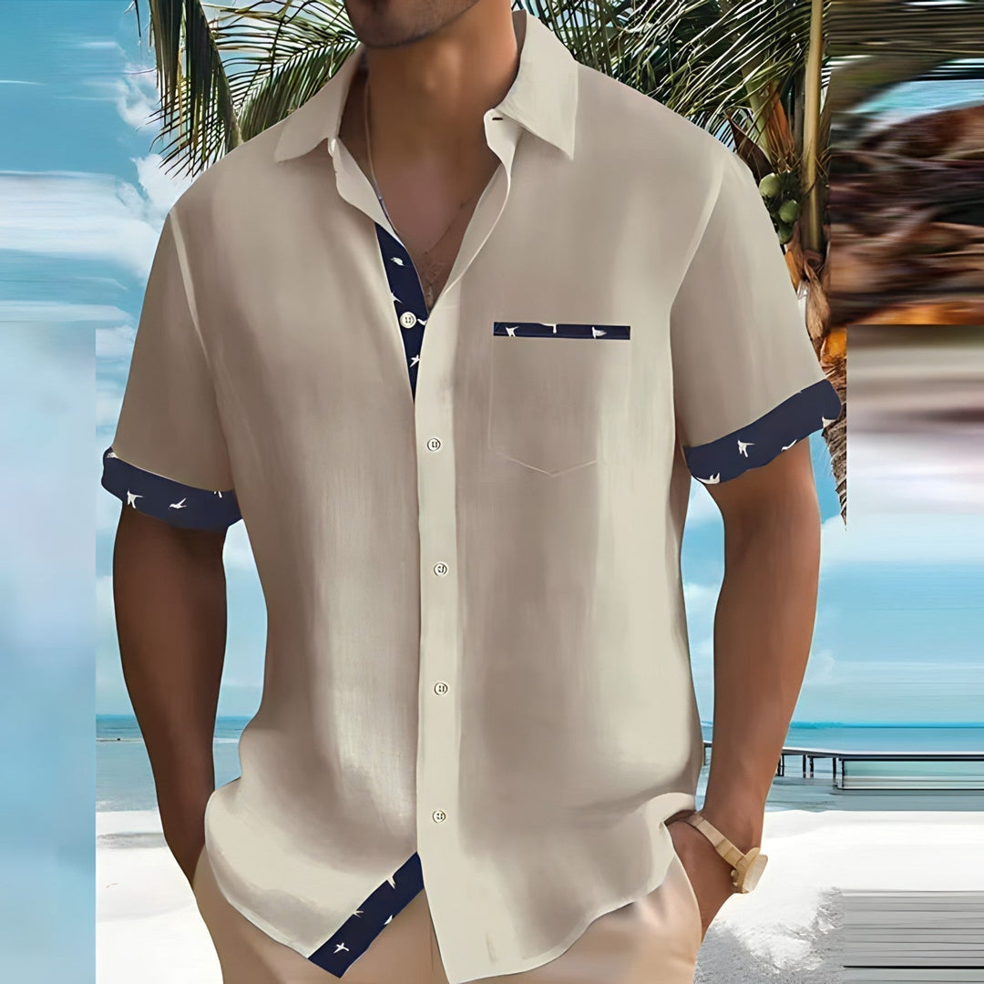 Men's Short Sleeve Button Down Shirt - Casual Summer Top