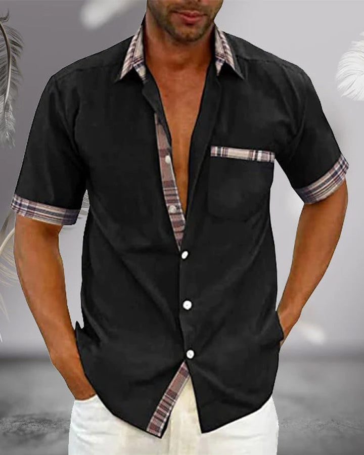 Men's Short Sleeve Button Up Collar Shirt Casual Summer