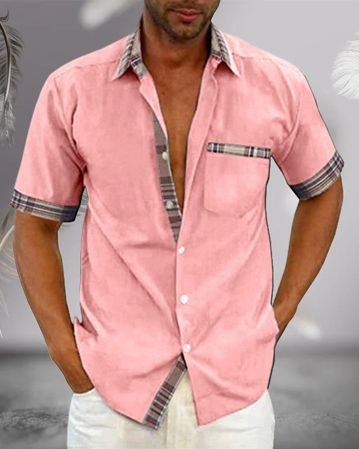 Men's Short Sleeve Button Up Collar Shirt Casual Summer