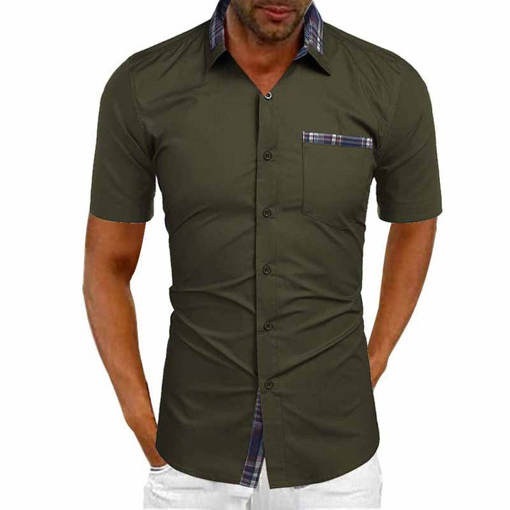 Men's Short Sleeve Button Up Collar Shirt Casual Summer