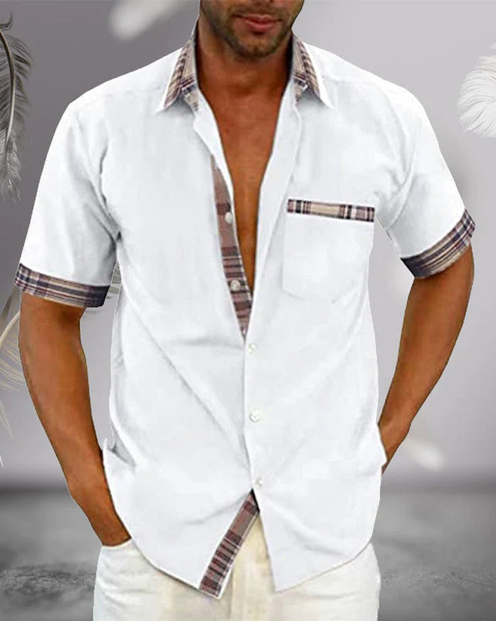Men's Short Sleeve Button Up Collar Shirt Casual Summer