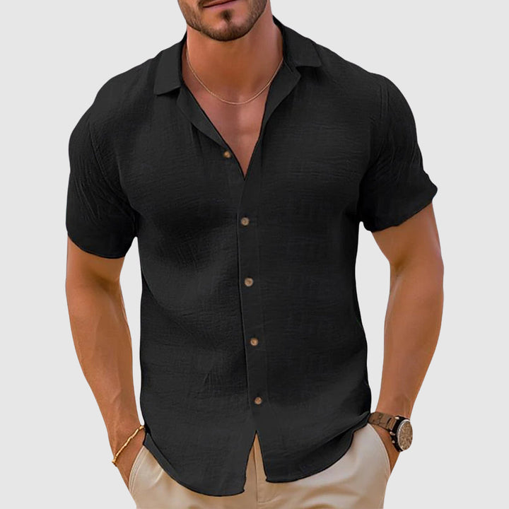 Men's Short Sleeve Button-Up Shirt, Casual Summer Shirt