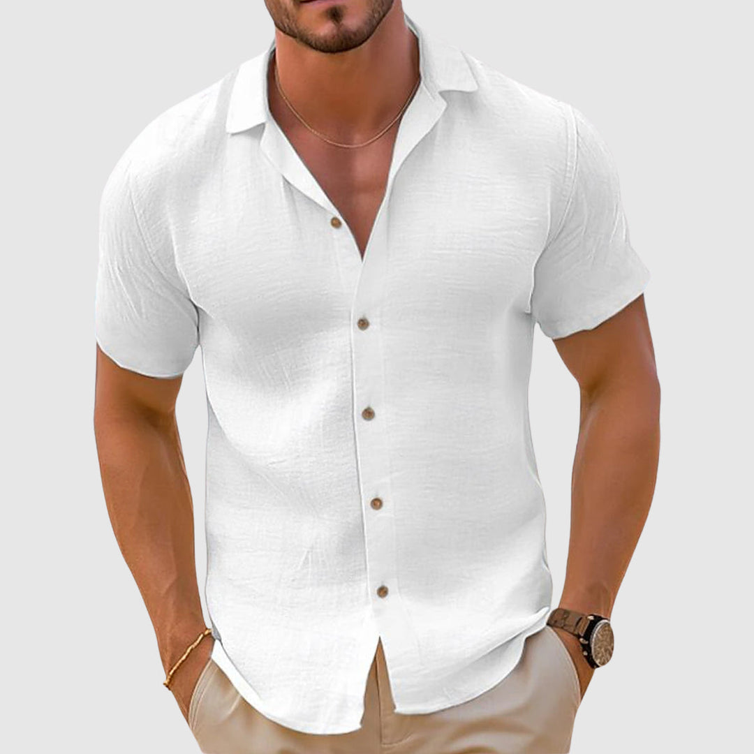 Men's Short Sleeve Button-Up Shirt, Casual Summer Shirt
