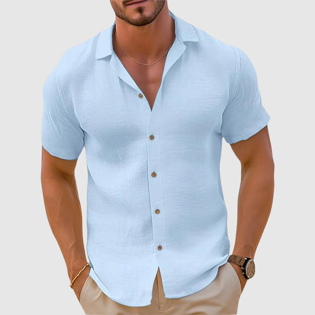 Men's Short Sleeve Button-Up Shirt, Casual Summer Shirt