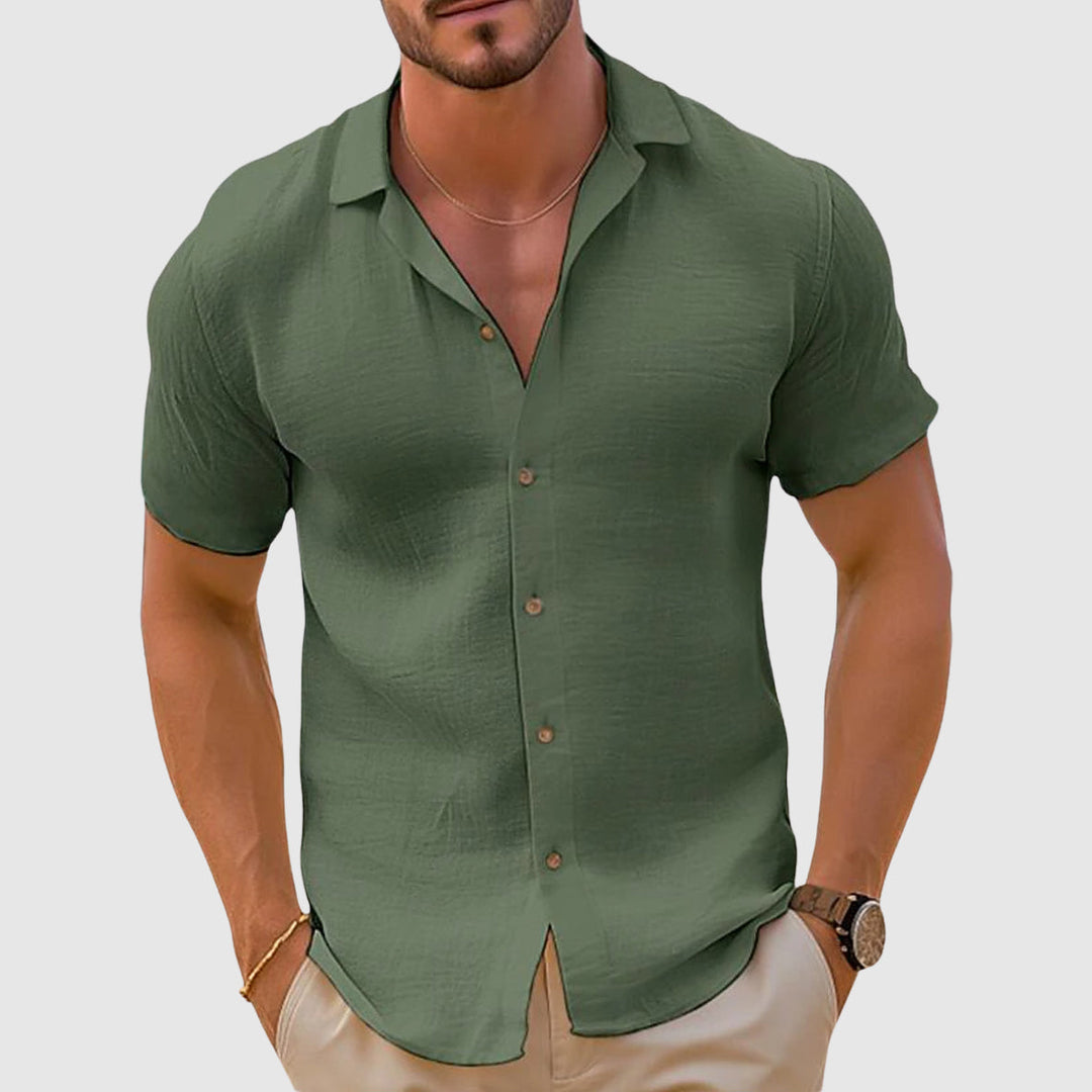 Men's Short Sleeve Button-Up Shirt, Casual Summer Shirt