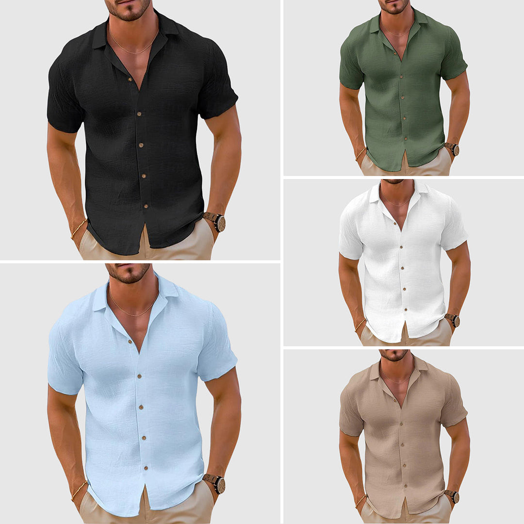 Men's Short Sleeve Button-Up Shirt, Casual Summer Shirt
