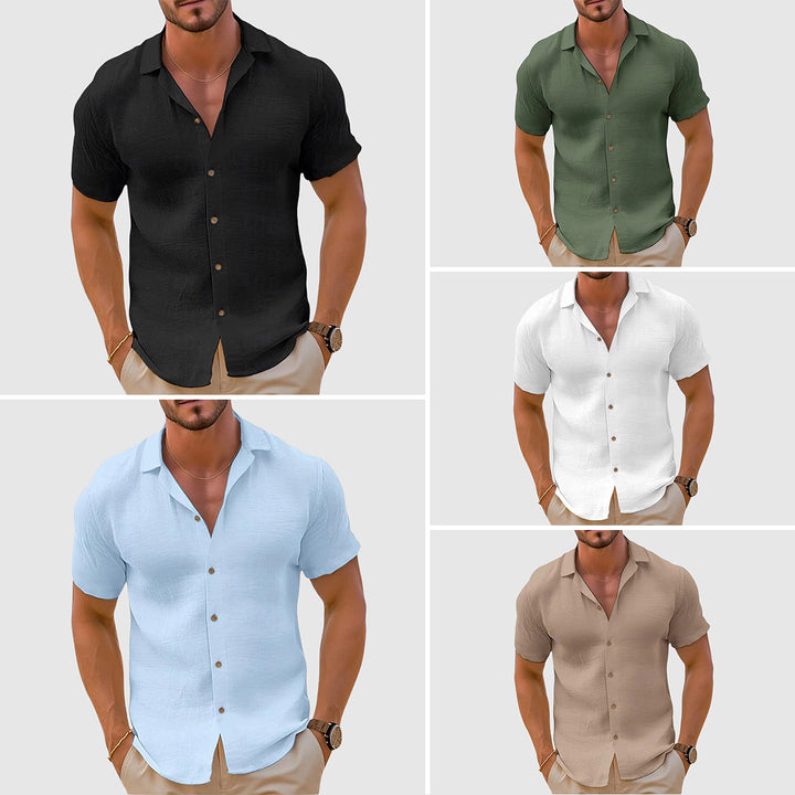 Men's Short Sleeve Button-Up Shirt, Casual Summer Shirt