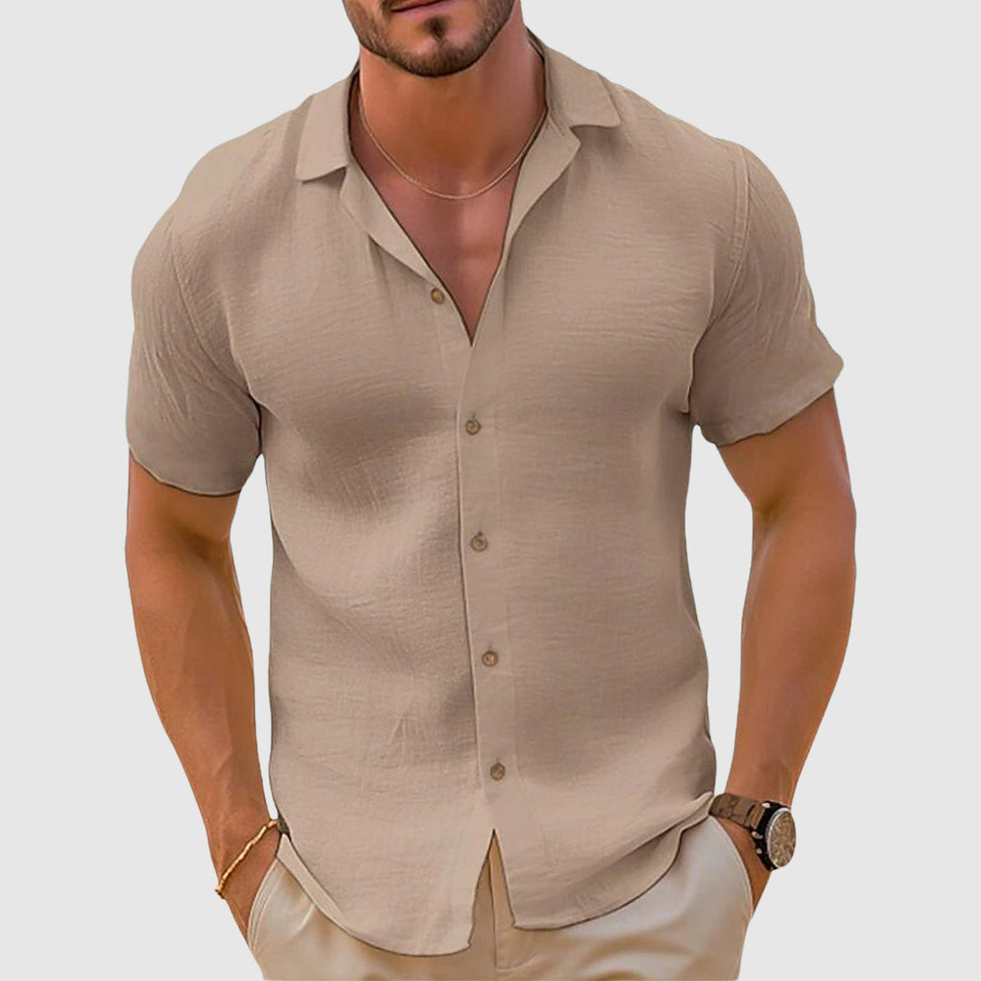 Men's Short Sleeve Button-Up Shirt, Casual Summer Shirt