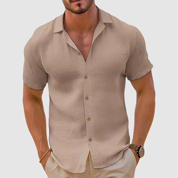 Men's Short Sleeve Button-Up Shirt, Casual Summer Shirt
