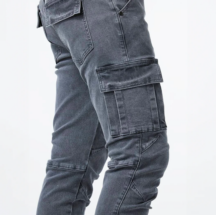 Men's Skinny Cargo Jeans Slim Fit Stretch Denim with Side Pockets