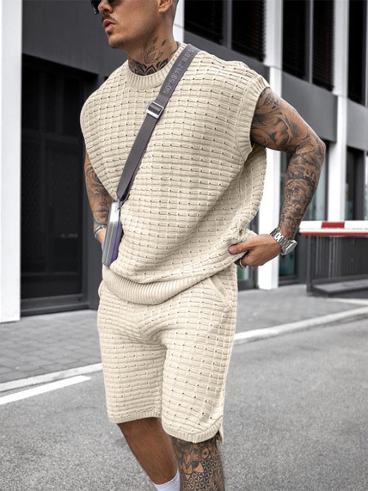 Men's Sleeveless Knit Top & Shorts Set, Summer Co-ord