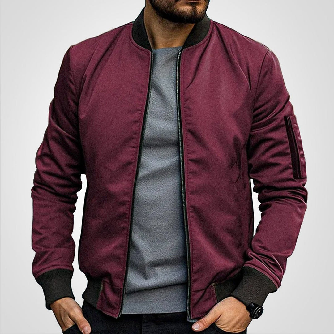 Men's Slim-Fit Full-Zip Insulated Ribbed-Cuff Bomber Jacket