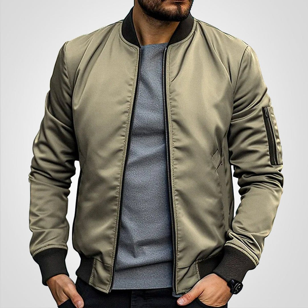 Men's Slim-Fit Full-Zip Insulated Ribbed-Cuff Bomber Jacket