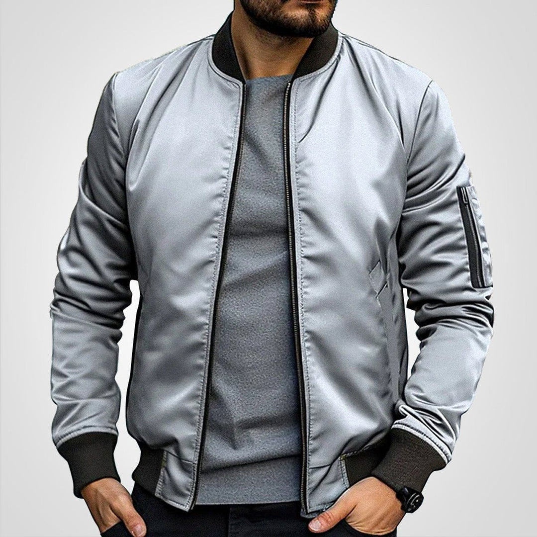 Men's Slim-Fit Full-Zip Insulated Ribbed-Cuff Bomber Jacket