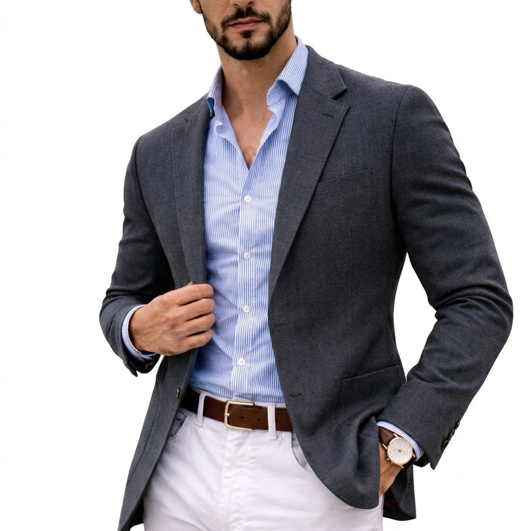 Men's Slim Fit Knit Notch Lapel Blazer Sport Coat