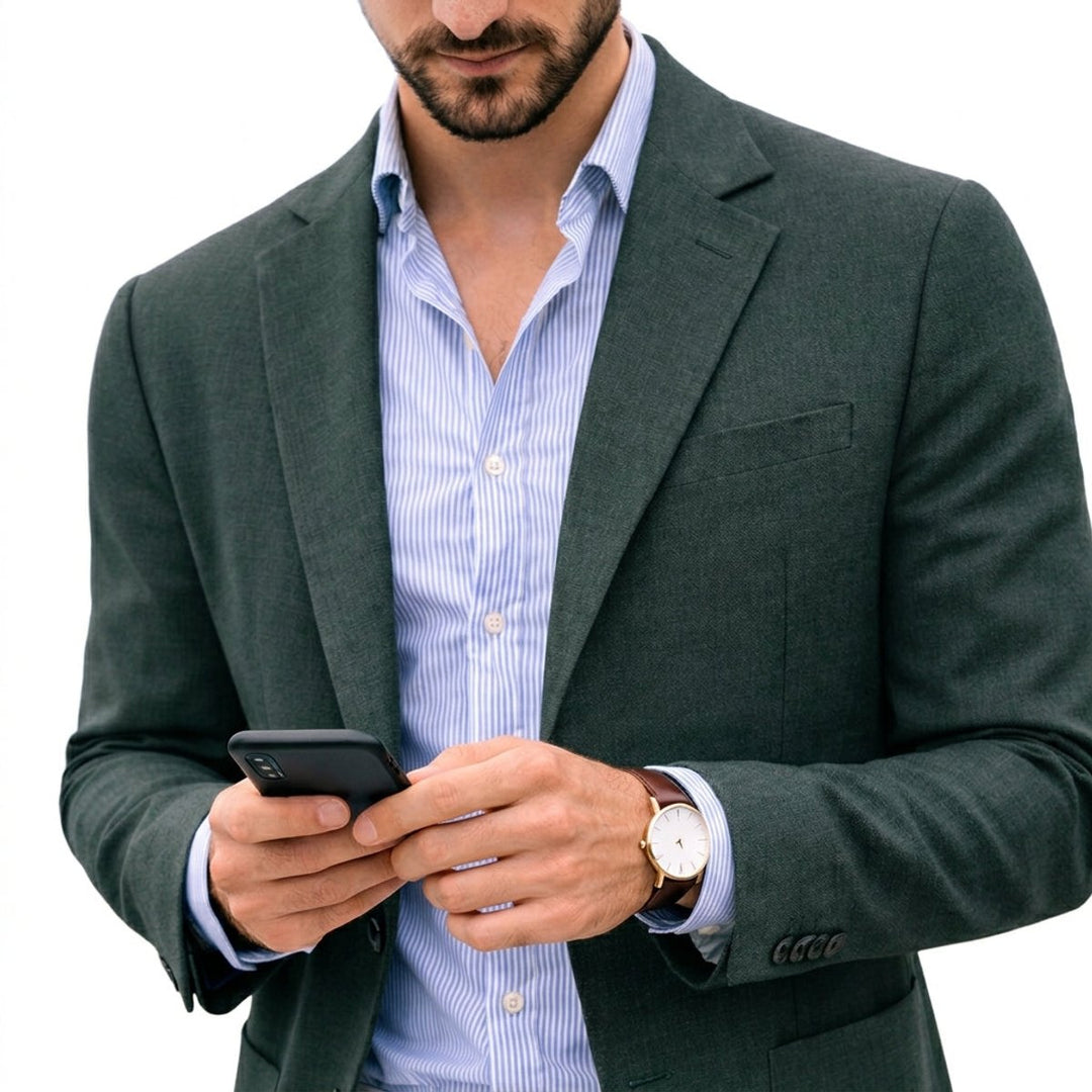 Men's Slim Fit Knit Notch Lapel Blazer Sport Coat