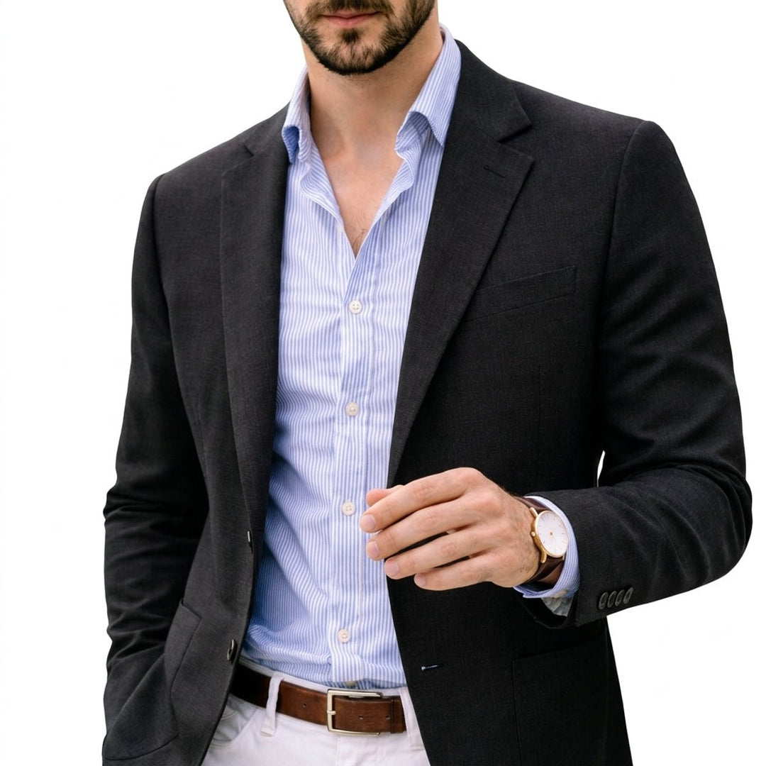 Men's Slim Fit Knit Notch Lapel Blazer Sport Coat