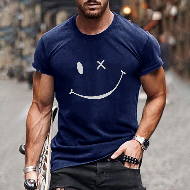 Men's Smiley Graphic T-Shirt - Crew Neck Short Sleeve Summer Tee