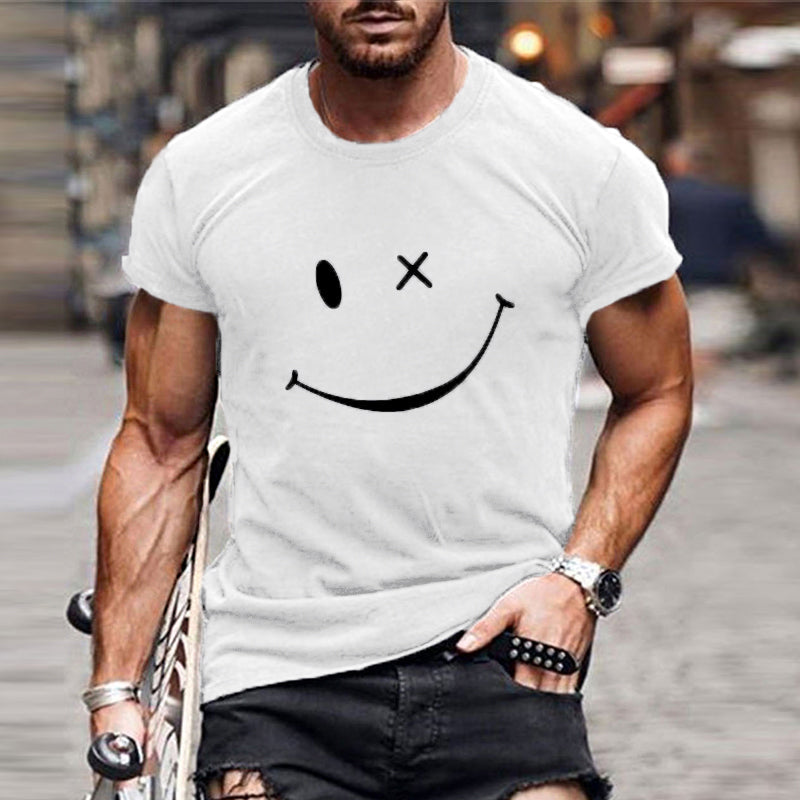 Men's Smiley Graphic T-Shirt - Crew Neck Short Sleeve Summer Tee