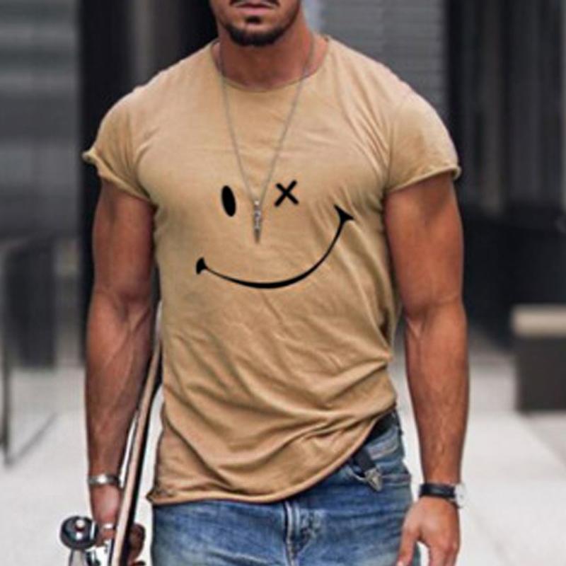 Men's Smiley Graphic T-Shirt - Crew Neck Short Sleeve Summer Tee