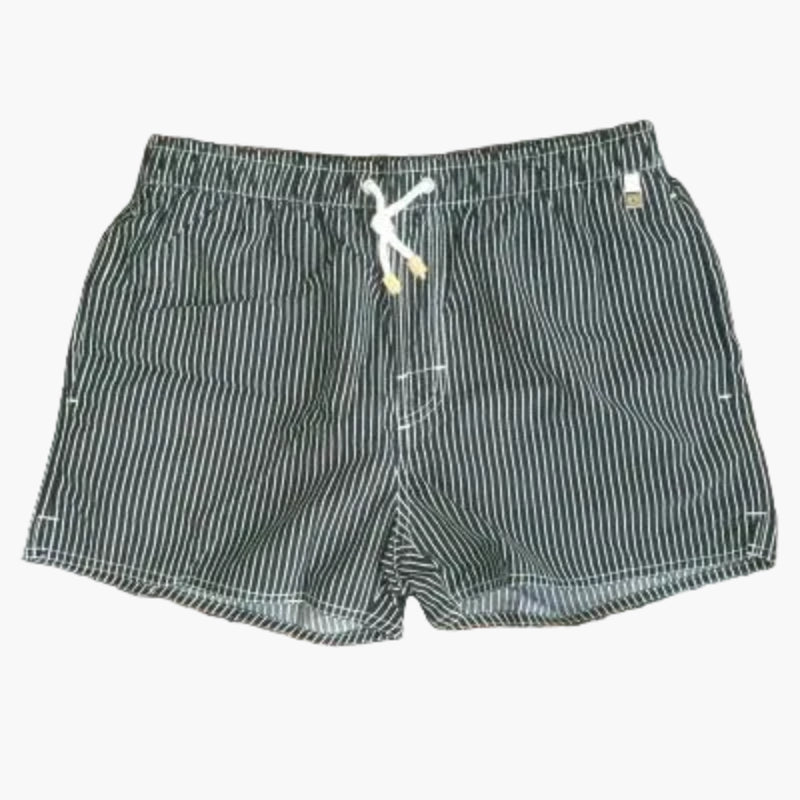 Men's Striped Summer Swim Shorts Quick Dry Drawstring Board Shorts