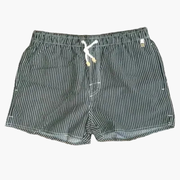 Men's Striped Summer Swim Shorts Quick Dry Drawstring Board Shorts