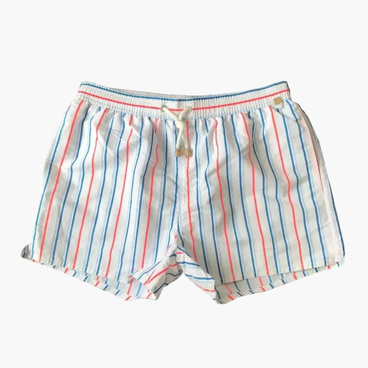 Men's Striped Summer Swim Shorts Quick Dry Drawstring Board Shorts