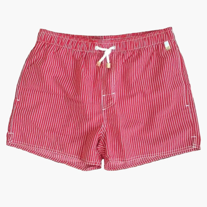 Men's Striped Summer Swim Shorts Quick Dry Drawstring Board Shorts