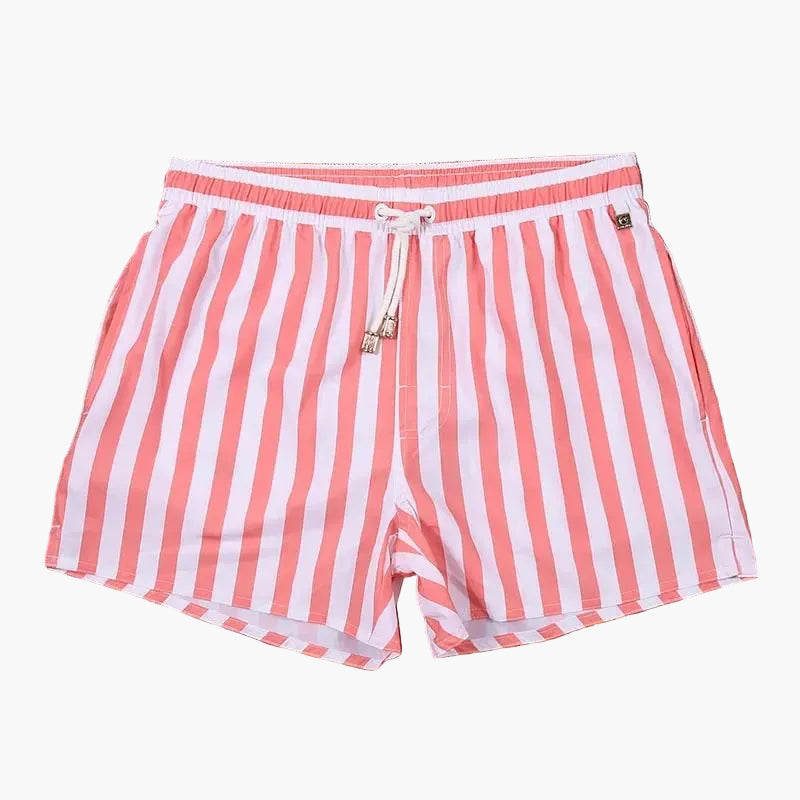 Men's Striped Summer Swim Shorts Quick Dry Drawstring Board Shorts