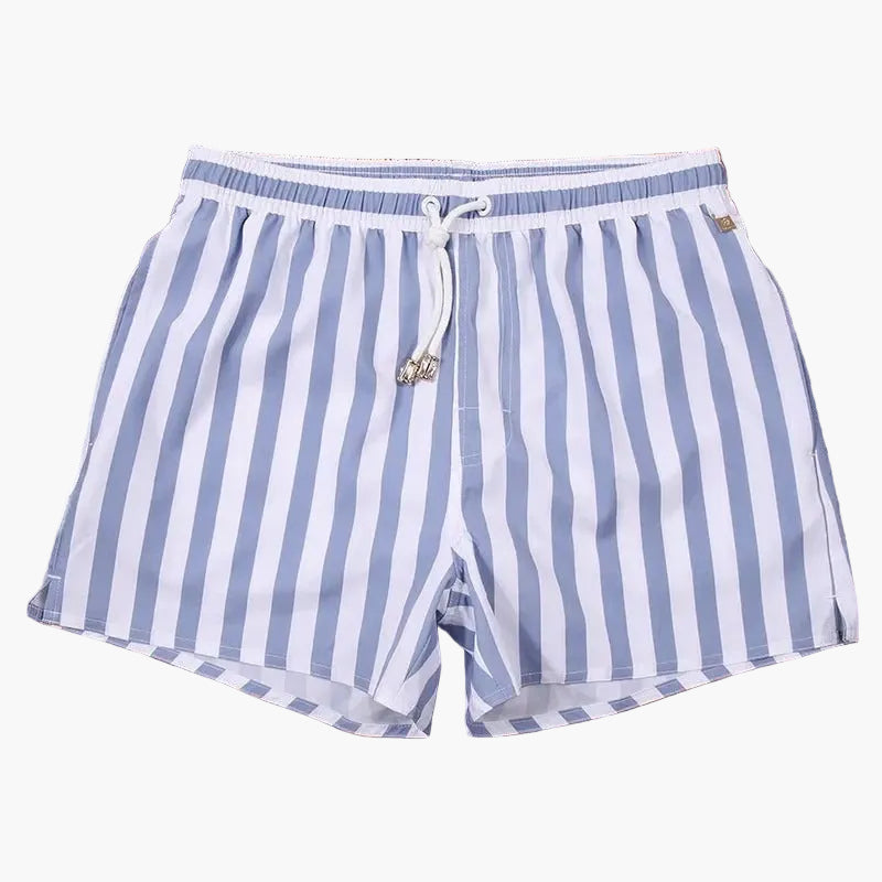 Men's Striped Summer Swim Shorts Quick Dry Drawstring Board Shorts