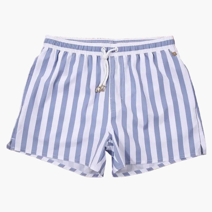 Men's Striped Summer Swim Shorts Quick Dry Drawstring Board Shorts