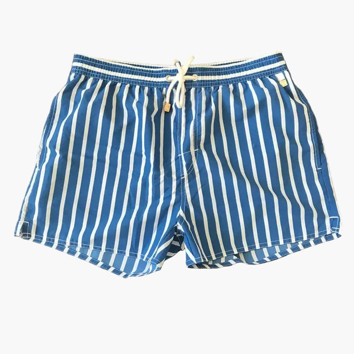 Men's Striped Summer Swim Shorts Quick Dry Drawstring Board Shorts