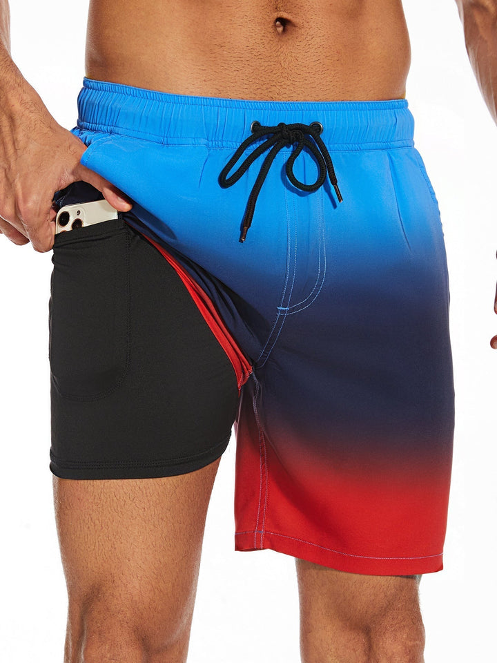 Men's Summer Quick-Dry Swim Shorts Drawstring Board Shorts Pockets