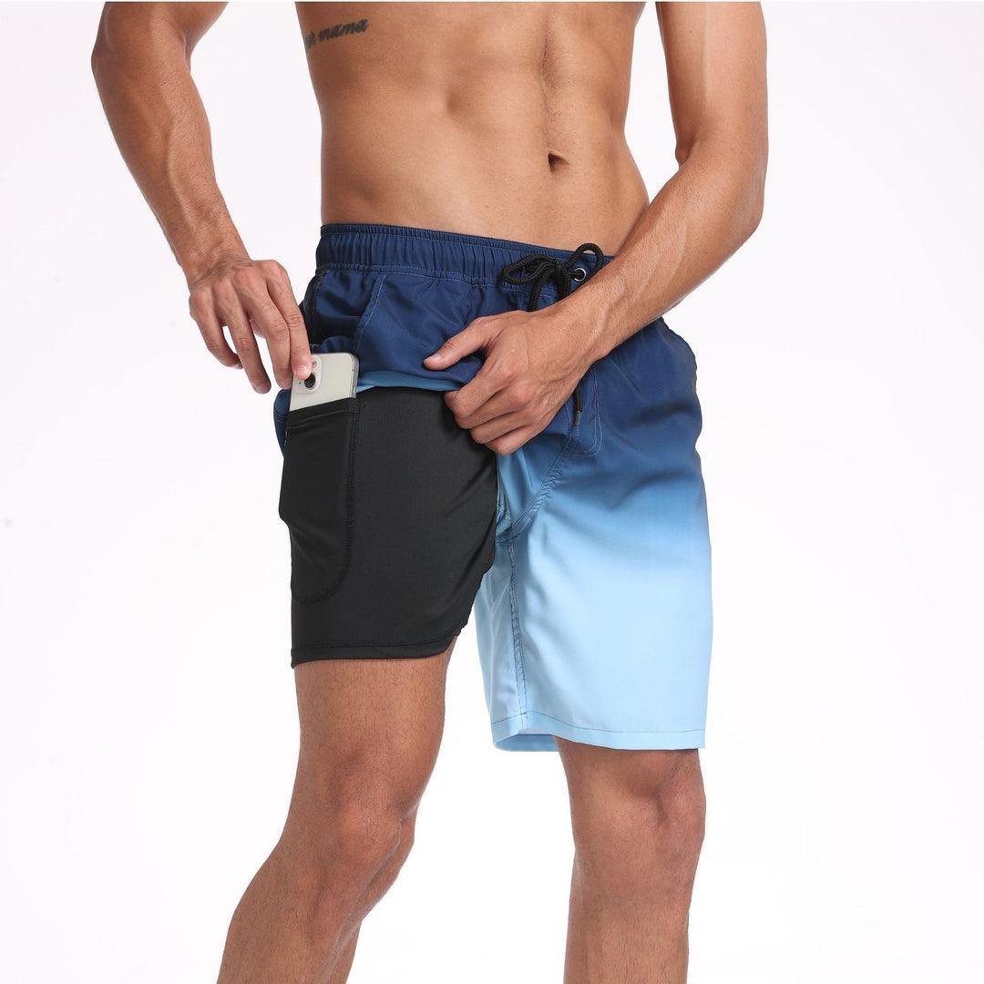 Men's Summer Quick-Dry Swim Shorts Drawstring Board Shorts Pockets