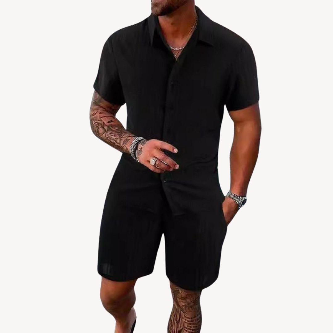 Men's Summer Shirt and Shorts Set, Short Sleeve Co-ord Outfit